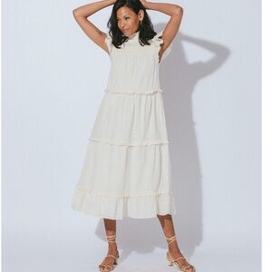 Cleobella Cream Tiered Eyelet Midi Dress